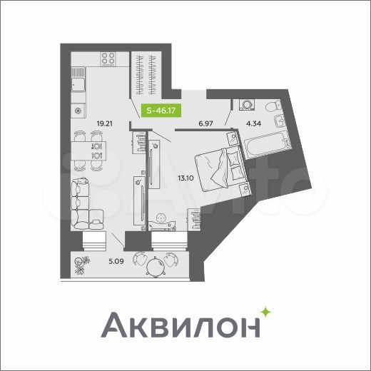 2-к. квартира, 46 м², 3/11 эт.