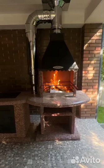 Мангальная зона, печь под казан, комплекс барбекю