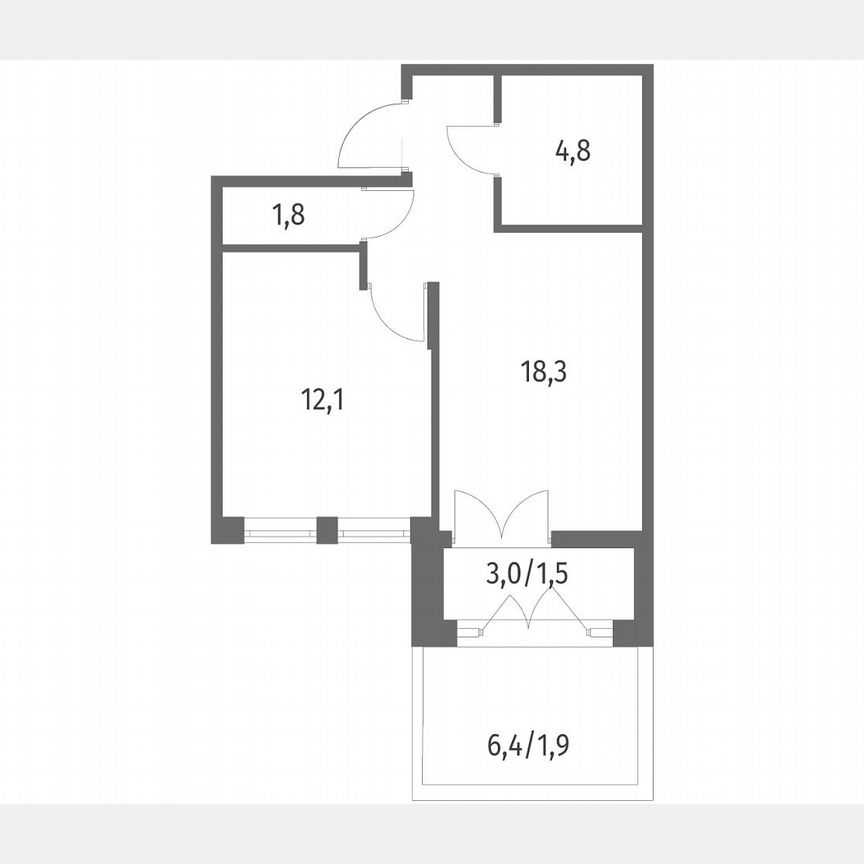 1-к. квартира, 40,4 м², 2/8 эт.