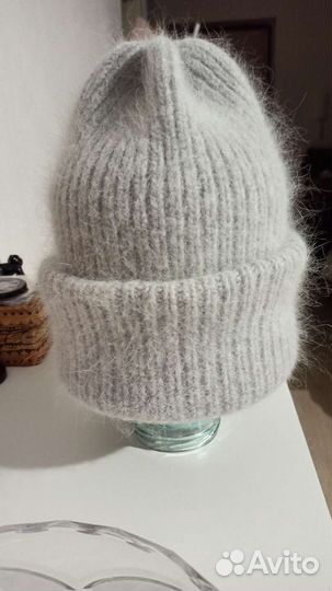 Шапка двойная с отворотом пух норки