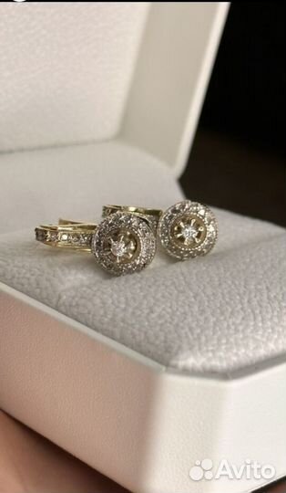 Золотые серьги с бриллиантами СССР 750 пробы