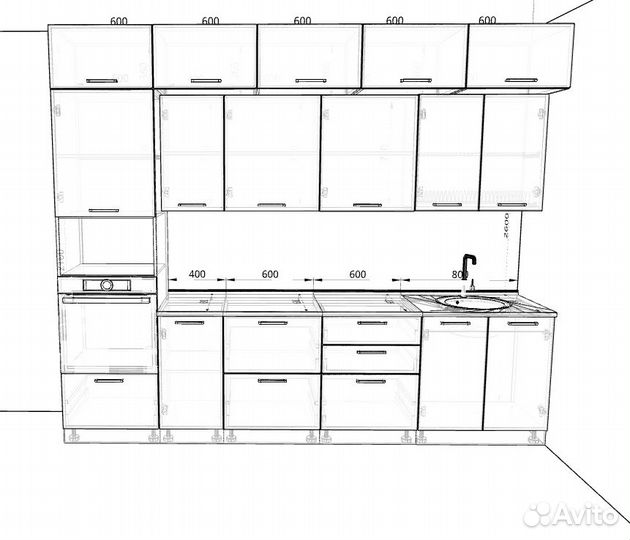 Кухня в потолок с доводчиками