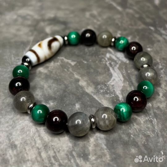 Браслет с тибетской бусиной Дзи 2 глаза