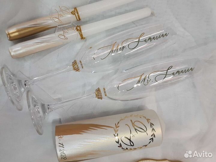 Бокалы на свадьбу, свадебные аксессуары