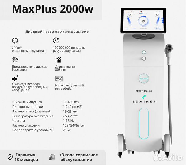 Аппарат для эпиляции люминес Max’Plus 2000W