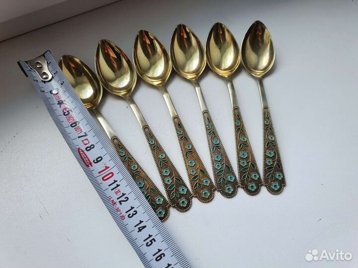 Ложки серебро эмаль СССР
