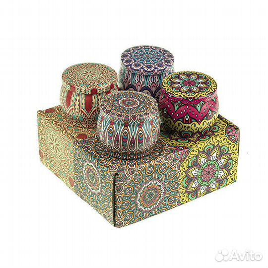 Набор 4 шт сувенирных баночек Этно 100 мл №40