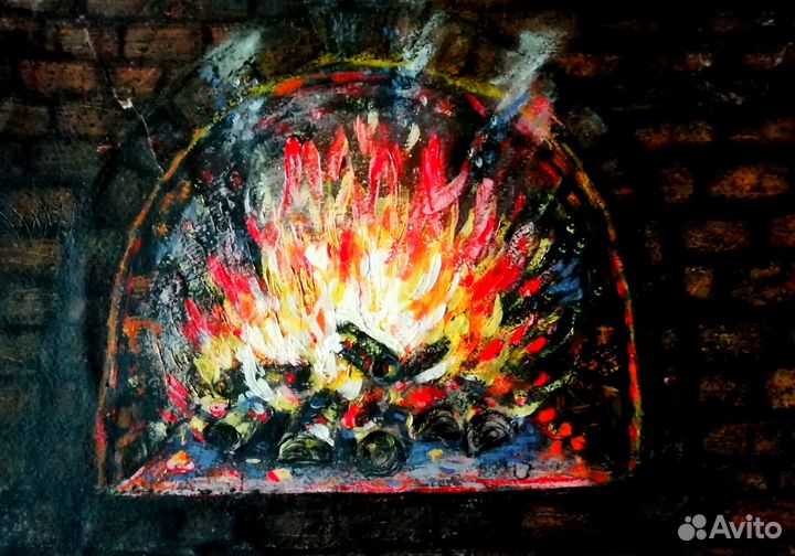 Картина на холсте- камин