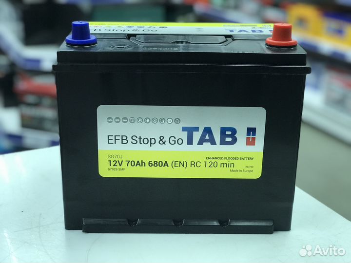 Акб 70ач TAB EFB Asia (Start Stop) быстрый заряд