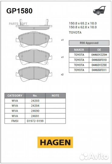 Sangsin brake GP1580 Колодки передние toyota avensis T27 GP1580