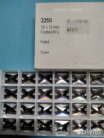 Swarovski стразы прямоугольные Crystal 18x13мм
