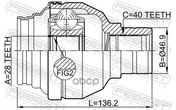 Шрус внутренний левый VW tiguan, golf V, jetta