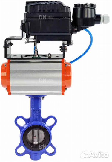 Затвор дисковый поворотный DN.ru WBV3432V-2W-Fb Ду65 Ру16, корпус - углеродистая сталь WCB, диск - н