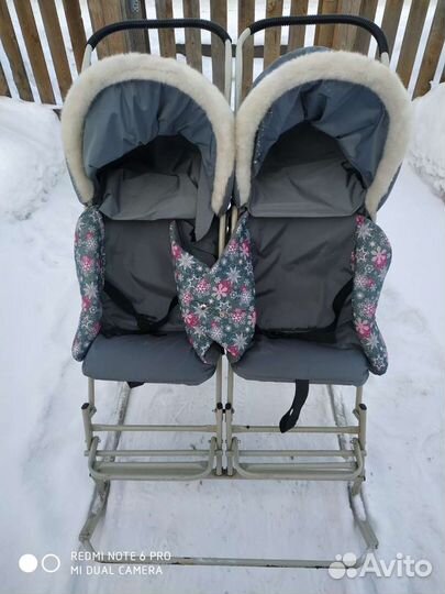 Детские санки коляска для двойни