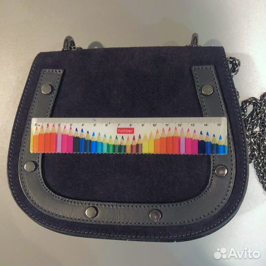 Сумка женская через плечо синяя замша