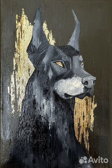 Интерьерная картина маслом «Доберман»