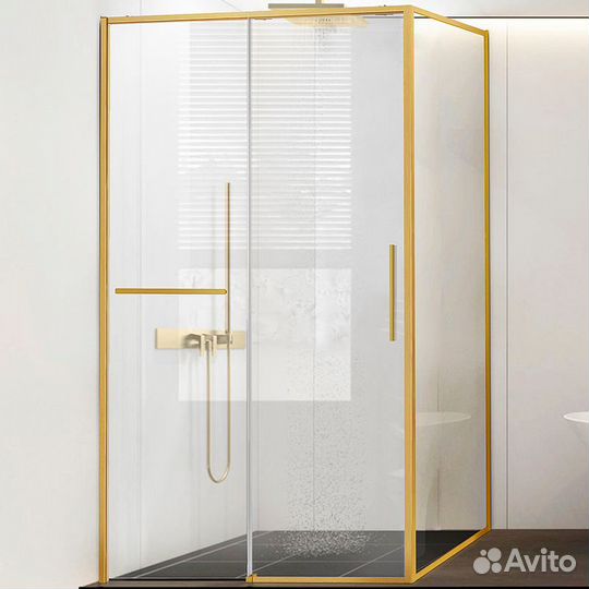 Душевой уголок Vincea Slim Soft 130x90 VSR-1SS9013CLG профиль Брашированное золото стекло прозрачное