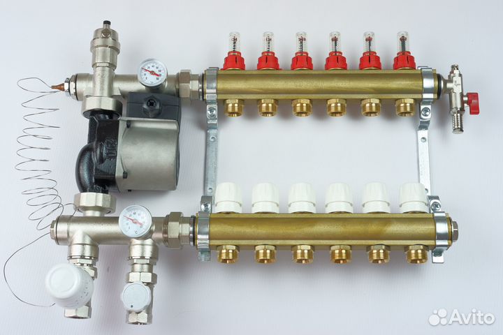 Коллектор для теплого пола TDS в сборе на 6 контур