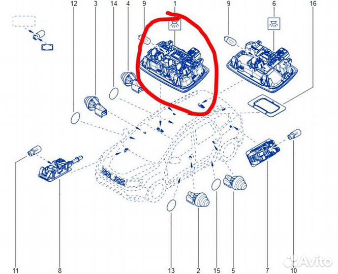 Подсветка салона, плафон Renault Duster HJD