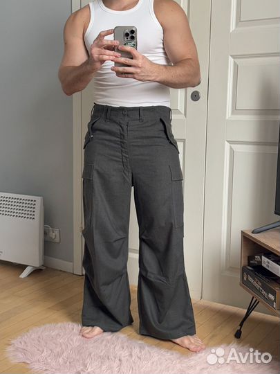 Брюки карго светло серый размер m-l carhartt zara