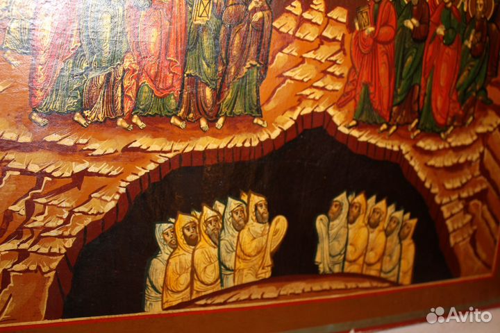 Старая икона Непроходимая Дверь 50*41*4 золото