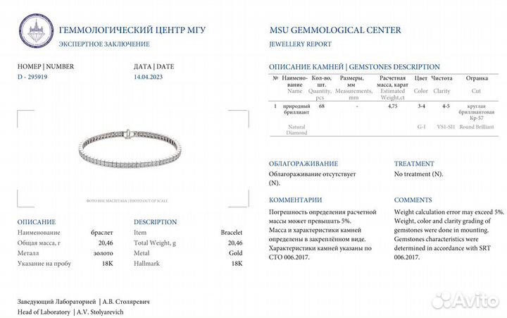 Браслет Albedo Tennis White Gold and Diamonds 4.75