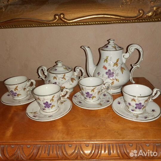 Антикварный детский чайный набор роспись