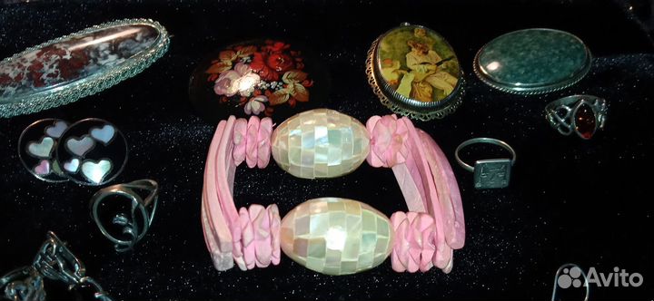 Браслет перламутр серьги брошь янтарь яшма