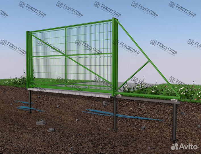 Откатные ворота Гиттер для участка