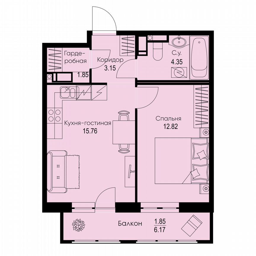 1-к. квартира, 39,8 м², 3/9 эт.