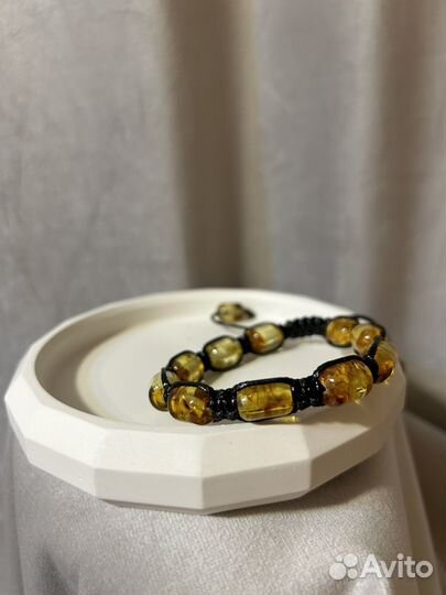 Браслеты шамбала с янтарем