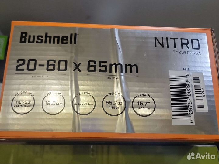 Зрительная труба bushnell nitro 20-60x65mm - новый