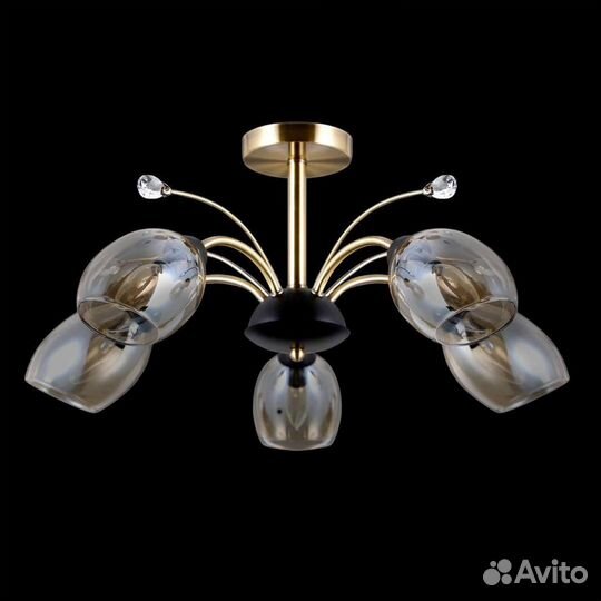 Люстра металл и стекло в спальню модерн