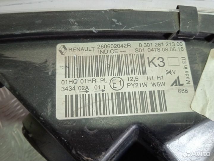 Б/У фара (фонарь, оптика) передний левый Renault