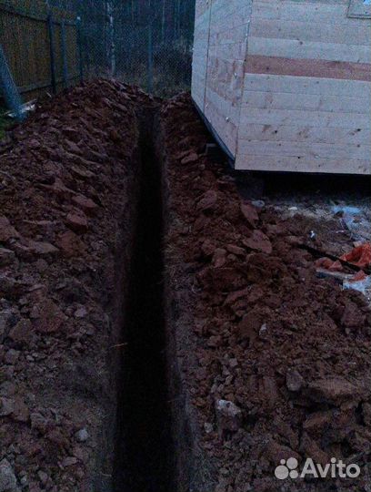 Копка септиков из бетонных / Копка траншеи