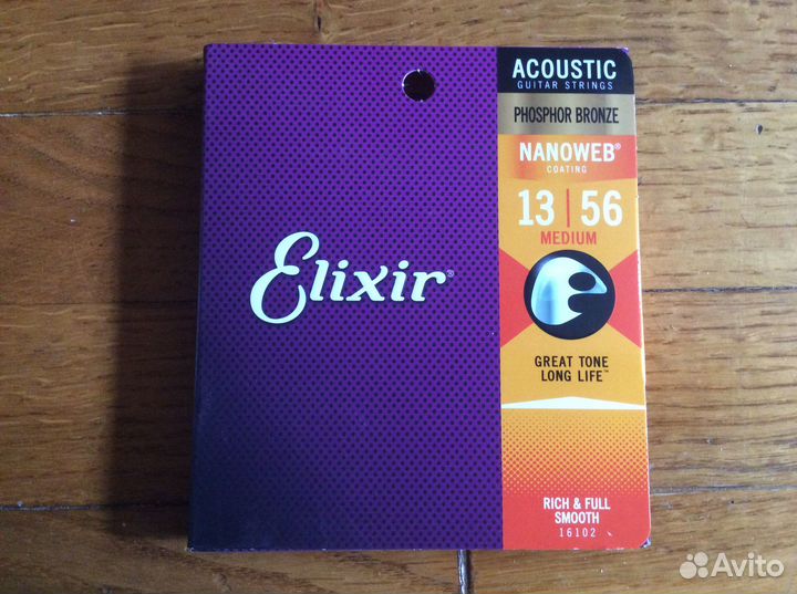 Струны Elixir,Акустика nanoweb Phosphor13-53,13-56
