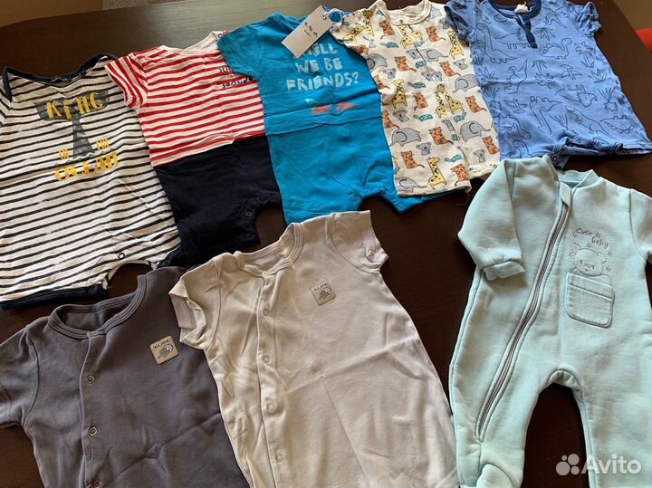 Пакет летней одежды для мальчика, песочники 62-74