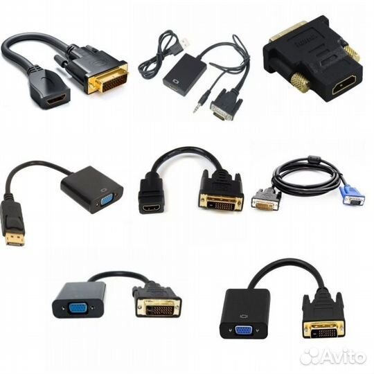 Адаптеры и кабели разные hdmi VGA DVI DP новые б/у