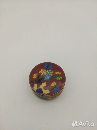 Таблетница шкатулка винтажная эмаль Китай клуазоне