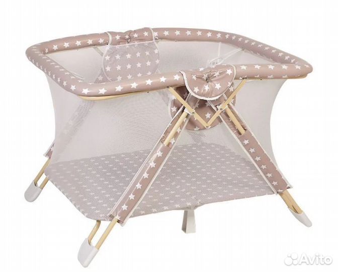 Манеж Polini kids Comfort Звезды макиато белый