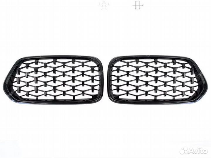 Решетка радиатора BMW X2 F39 Diamond черный глянец