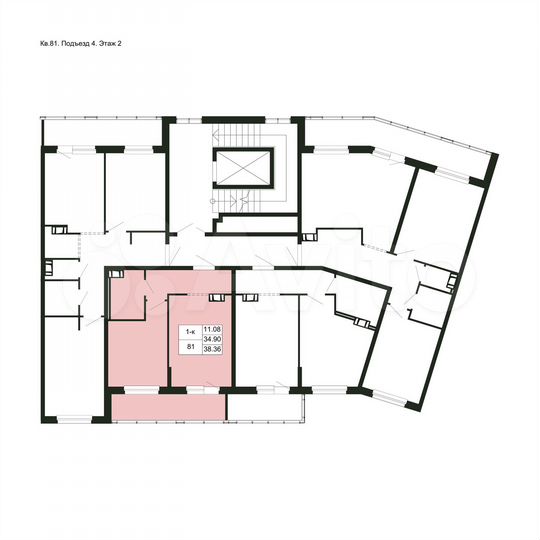 1-к. квартира, 38,4 м², 2/5 эт.
