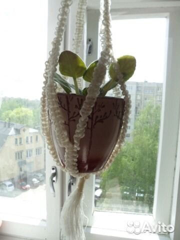 Кашпо керамическое СССР, / вязаное