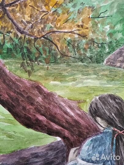 Картина япония японец пруд