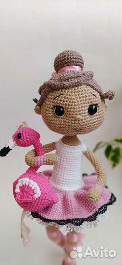 Игрушка вязаная кукла балерина