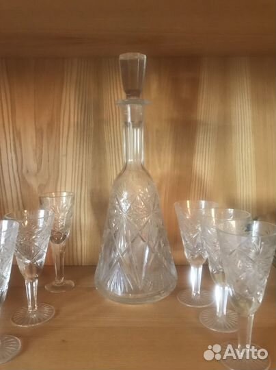 Графин хрустальный СССР рюмки, 6 стопок