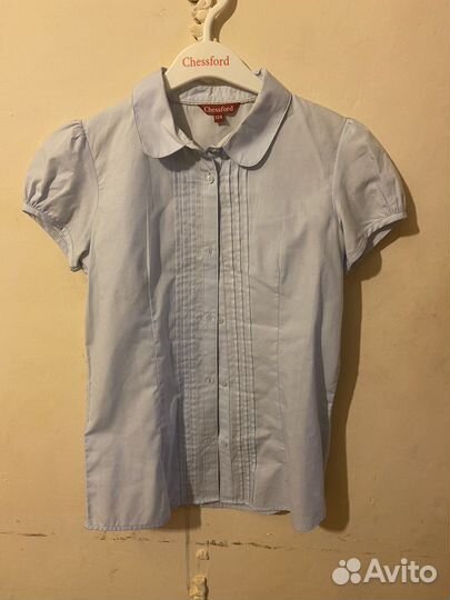 Рубашка голубая для девочки 134