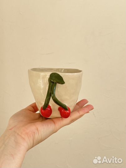 Кружка ручной работы с цветами