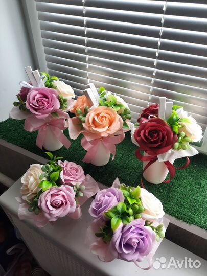 Букеты из мыльных роз на День Учителя
