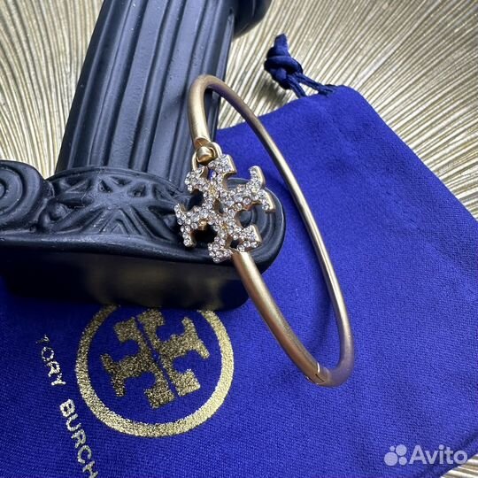 Браслет Tory Burch жесткий с кристаллами